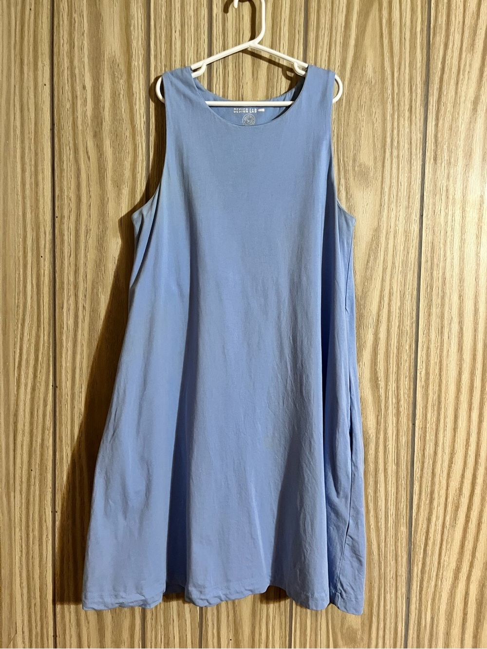 Design Lab Organic Cotton Light Blue Shift Dress with Pockets – Size XS